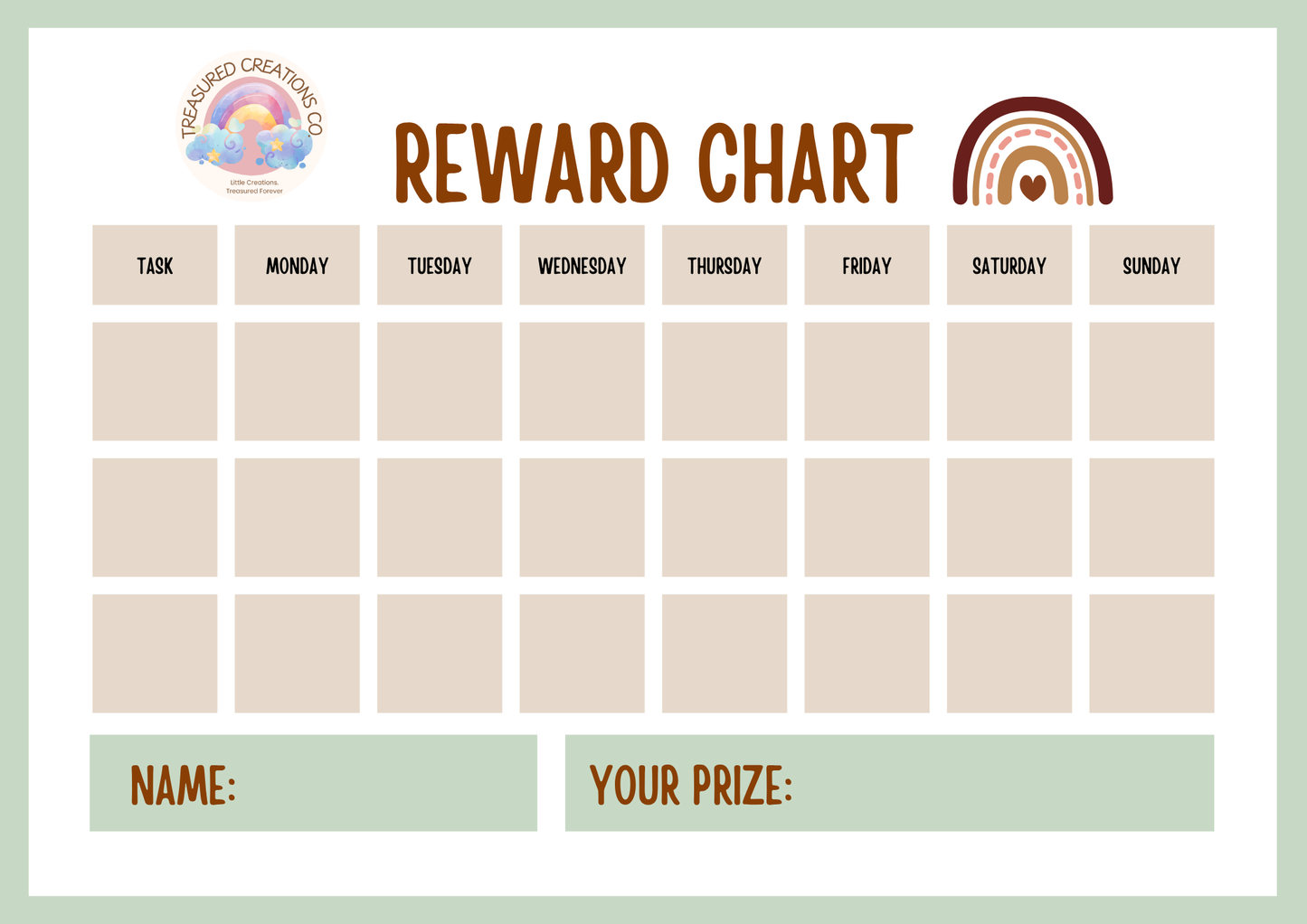 REWARDS CHART (Digital + Printed Options)
